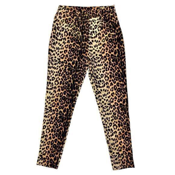 Verge Girl Pants Womens 10 Brown Cheetah Print 90’s Afterparty Stretch Pull On - Picture 2 of 16